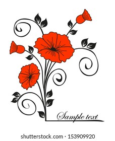 Red flowers. Vector.