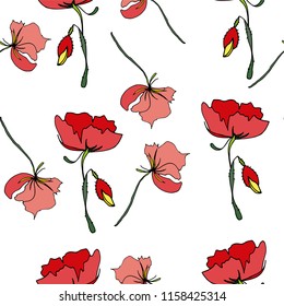 red flowers vector illustration