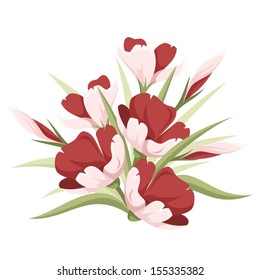 Red flowers. Vector illustration. 