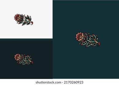red flowers vector illustration flat design