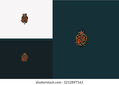 red flowers vector illustration tattoo design