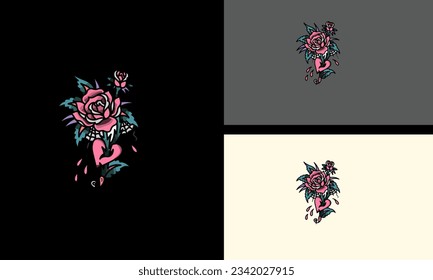 red flowers vector mascot design