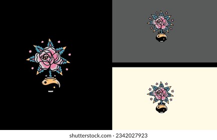 red flowers vector mascot design