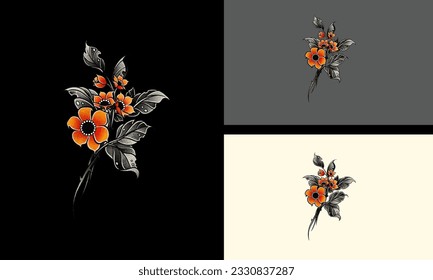 red flowers vector mascot flat design