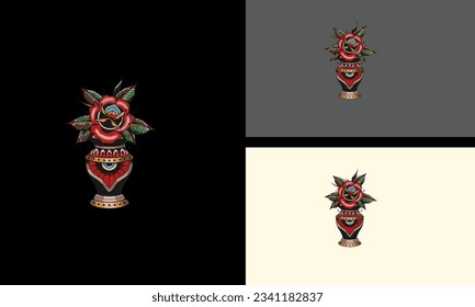 red flowers vector mascot flat design