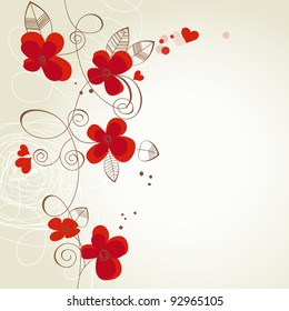 Red flowers vector ornament