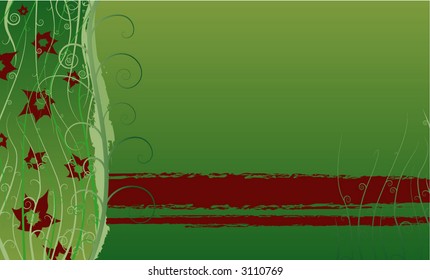 red flowers with vines background