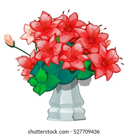 Red Flowers Vintage Ceramic Vase Isolated Stock Vector Royalty Free