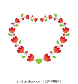 Red Flowers Wreath Vector Illustration