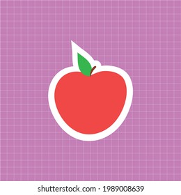 Red, fluffy, colored and sulenta apple sticker