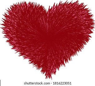 red fluffy heart as a design element