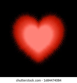 Rojo corazón esponjoso. Ilustración vectorial izada. Uso para impresión, carteles, pantalones T, dibujo textil, patrón de impresión.