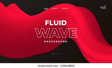 Red fluid 3d wave. Abstract Innovation background design for cover, landing page. Vector template