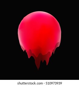 Red fluid abstract shape on an isolated background
