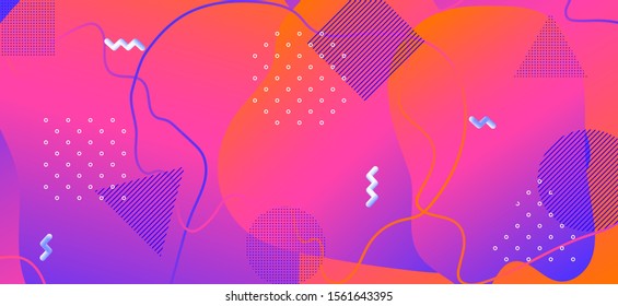 Red Fluid Banner. Vibrant Liquid Illustration. Abstract Memphis Ornament. Pink Graphic Pattern. Gradient Fluid Design. Business Wave Illustration. Purple Vector Pattern. Vibrant Fluid Poster.