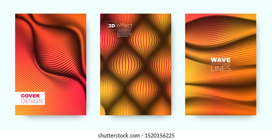 Red Fluid Cover. Autumn Vector Poster. Dynamic Distorted Lines. Colorful 3d Background. Fluid Vibrant Lines. Autumn Dynamic Cover. Vector Shapes. 3d Fluid Background.