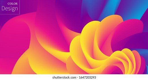 Red Fluid Flow. Ink splash. Fluid shape. Abstract flow. Trendy poster. Colorful futuristic gradient. Geometric background. 3d fluid banner.