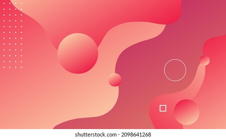 Red fluid shape with geometric elements. wavy geometric shape background. Minimal trendy gradient colors. Eps10 Vector 