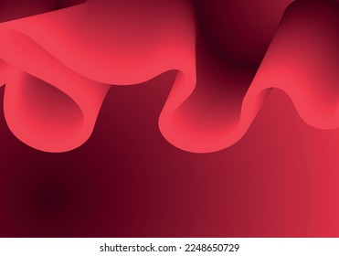 Ola de líquido rojo. Composiciones geométricas duotónicas con forma de flujo 3d degradado. Vector de modo de innovación