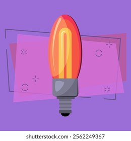 Red fluorescent light bulb. Electric light, energy saving, lamp. Light bulbs concept. Vector illustration can be used for topics like innovation, electricity, energy