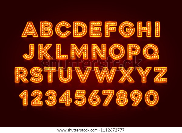 Red Fluorescent Neon Font On Dark Stock Vector (royalty Free) 1112672777