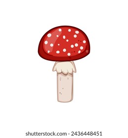 red fly agaric cartoon. forest autumn, simple toadstool, moss fungus red fly agaric sign. isolated symbol vector illustration