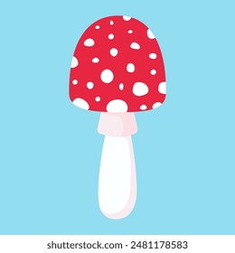 Red fly agaric. Poisonous mushroom. Vector illustration in flat style