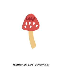 Red fly mushrooms hand drawn. Vector art doodle naive cute nature clipart