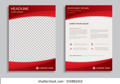 Red flyer design template - brochure - annual report, front and back page