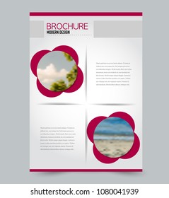 Red flyer design template. Tech style background. Brochure for business, education, presentation, advertisement. Corporate identity concept. Editable vector illustration.