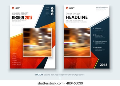 Diseño del Volante Rojo con triángulos. Plantilla empresarial para Informe Anual, Catálogo o Revista. Diseño con fondo triangular abstracto. El moderno concepto de póster o folleto creativo