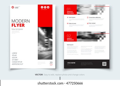 Red Flyer Modern Cover Design. Corporate Business Template For Annual Report, Catalog Or Magazine. Layout With Abstract Triangular Background. Creative Poster Or Flier Concept