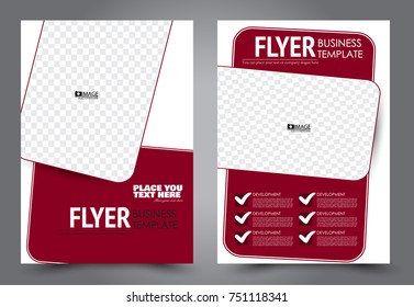 Red flyer template design. Brochure abstract background for business, education, presentation, advertisement. Corporate identity style concept. Editable vector illustration.