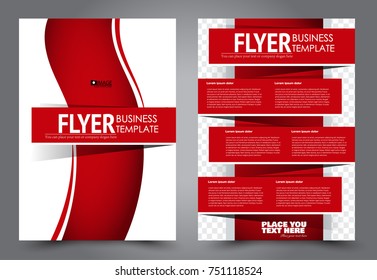 Red flyer template design. Brochure abstract background for business, education, presentation, advertisement. Corporate identity style concept. Editable vector illustration.