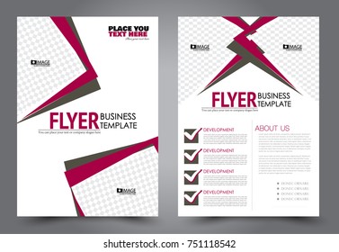 Red flyer template design. Brochure abstract background for business, education, presentation, advertisement. Corporate identity style concept. Editable vector illustration.