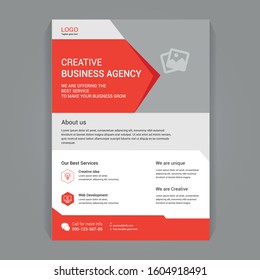 Red Flyer Template Layout Design. Corporate Business Flyer, Brochure, Annual Report, Catalog, Poster, Corporate Presentation, Portfolio, Flyer, infographic,size A4, Front and back, Easy to use