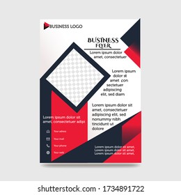 Red Flyer Template Layout Design. Corporate Business Flyer, Brochure, Annual Report, Catalog, Magazine Mock up. Creative Modern Bright Flyer Concept with Square Shapes