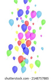 Red Flying Background White Vector. Confetti Birthday Card. Blue Fun. Purple Air. Toy Abstract Background.