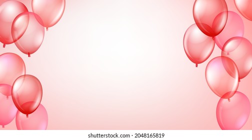 Red flying balloons vector banner


