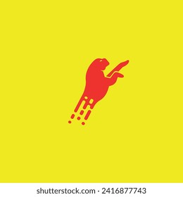 red flying dog in front of the background