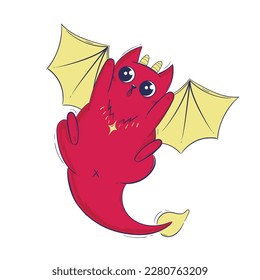 Red Flying Dragoncat Isolated on White Background