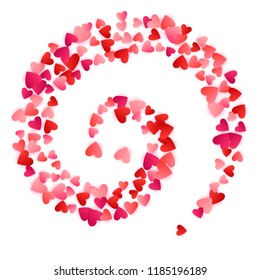 Red flying hearts bright love passion vector background. Amour backdrop. Romantic symbols confetti. Lovely flying red hearts scatter for Valentines Day decoration.