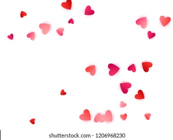 Red flying hearts bright love passion vector background. Amour icons backdrop. Romantic elements confetti. Cute flying red hearts scatter wedding Day decor.