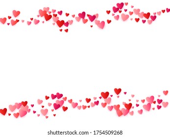 Red flying hearts bright love passion vector background. Amour icons backdrop. Cartoon confetti love signs graphic design. Simple flying red hearts scatter for invitation card.