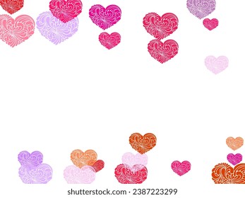 Red flying hearts bright love passion vector background. Amour icons backdrop.  Vector illustration.