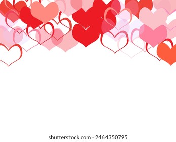 Red flying hearts bright love passion vector background. Amour icons backdrop.   The mood of tenderness and love. Symbols of Valentines Day