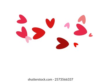 Red flying hearts bright love passion vector background. Amour icons backdrop.  Simple flying red hearts scatter for invitation card.