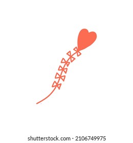 Red Flying Kite Heart Shape Valentine's Day