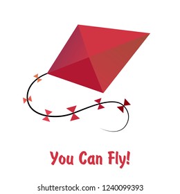 Red flying kite on the sky. You can fly.