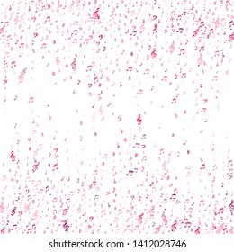 Red flying musical notes isolated on white background. Fresh musical notation symphony signs, notes for sound and tune music. Vector symbols for melody recording, prints and back layers.